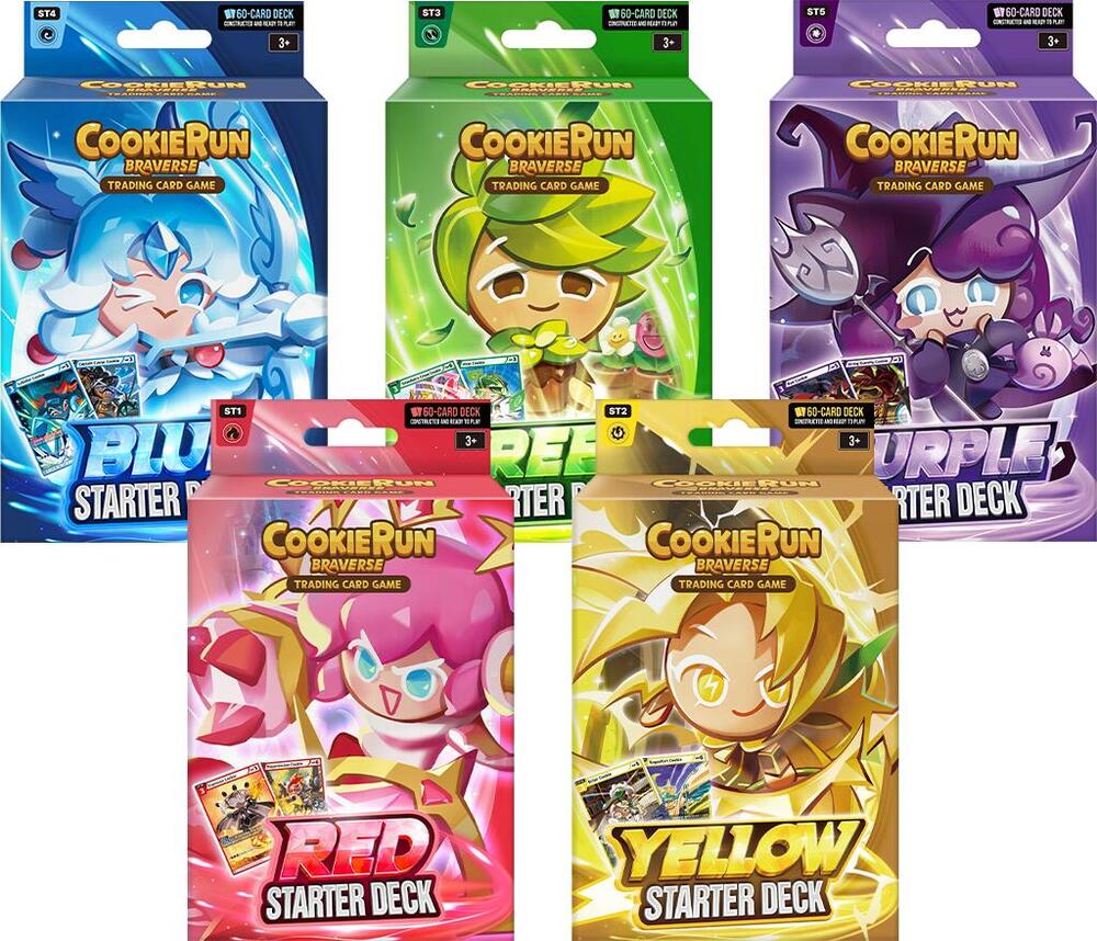 CookieRun Braverse: 5 Starter Decks Sealed Set (Red, Yellow, Green, Blue, Purple)